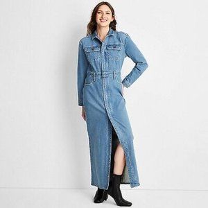 Long Sleeve Denim Maxi Shirtdress - Universal Thread size 2